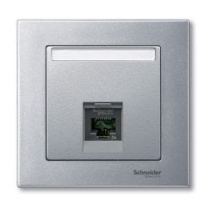 Накладка для механізму RJ11/ RJ45 1 постова, алюміній, Merten System M Schneider Electric MTN465860