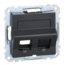 Накладка для Keystone RJ45, 2-х постовий, з полем для надпису, антрацит, System M, Merten, Schneider Electric MTN4568-0414