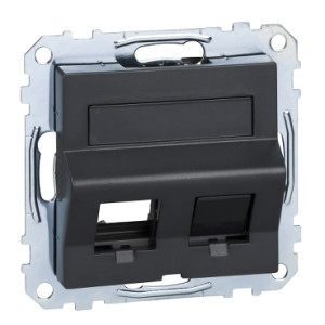 Накладка для Keystone RJ45, 2-х постовий, з полем для надпису, антрацит, System M, Merten, Schneider Electric MTN4568-0414