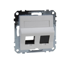 Накладка для Keystone RJ45, 2-х постовий, з полем для надпису, активно-білий, System M, Merten, Schneider Electric MTN4568-0325