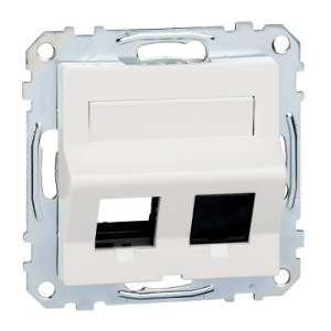 Накладка для Keystone RJ45, 2-х постовий, з полем для надпису, полярно-білий, System M, Merten, Schneider Electric MTN4568-0319