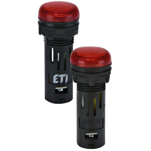 Лампа сигнальна LED матова ECLI-16-240A-R 240V AC (Ø16мм, червона)
