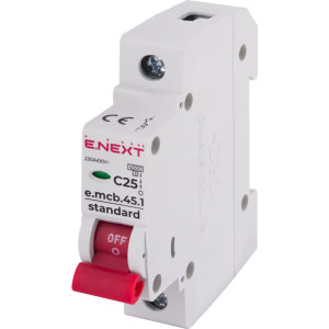 Модульний автоматичний вимикач e.mcb.stand.45.1.C25, 1р, 25А, C, 4,5 кА