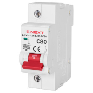 Модульний автоматичний вимикач e.mcb.stand.100.1.C80, 1р, 80А, C, 10кА