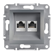 РОЗЕТКА КОМП'ЮТЕРНА RJ45 UTP КАТ.6 ПОДВІЙНА ASFORA СТАЛЬ