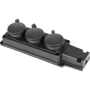 Розетка потрійна з захисною кришкою каучукова e.socket.rubber.029.3.16, з з/к, 16А