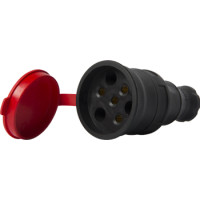 Силова розетка переносна з захисною кришкою каучукова e.socket.rubber.031.25, 4п., 25А