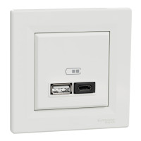 USB розетка А+С, 3 А, 45 Вт, біла, Asfora, Schneider Electric,EPH2700421