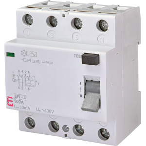 Реле диференційне (ПЗВ) EFI-4 100/0,03 тип AC (10kA)