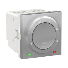 Термостат кімнатний, вбудованний датчик 8А алюміній, Unica New, Schneider Electric, NU350130