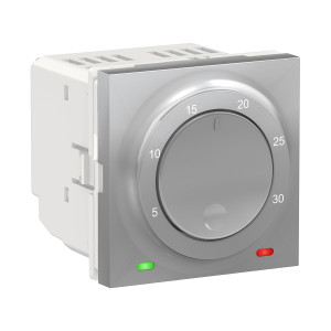 Термостат кімнатний, вбудованний датчик 8А алюміній, Unica New, Schneider Electric, NU350130