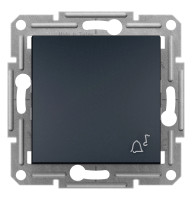 КНОПКОВИЙ ВИМИКАЧ З СИМВОЛОМ "ДЗВІНОК", САМОЗАЖИМНИЙ, ASFORA АНТРАЦИТ