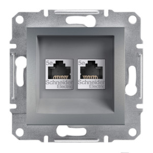 РОЗЕТКА КОМП'ЮТЕРНА RJ45 UTP КАТ. 5Е ПОДВІЙНА ASFORA СТАЛЬ