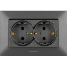 Розетка 2-на з з/к Panasonic Arkedia Slim, димч.