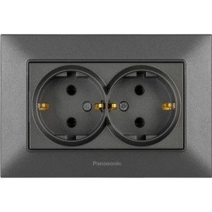 Розетка 2-на з з/к Panasonic Arkedia Slim, димч.