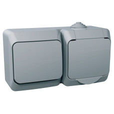 РОЗЕТКА З ЗАЗЕМЛЕННЯМ ТА З ВИМИКАЧЕМ SCHNEIDER ELECTRIC CEDAR PLUS, IP44, СІРИЙ