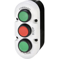 Кнопковий пост 3-модул. ESE3-V6 (Compact, "FORWARD/STOP/REVERSE", зелен./червон./зелен., корп. сіро-чорн.)