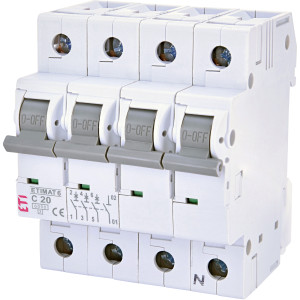 Автоматичний вимикач ETIMAT 6 3p+N C 20А (6 kA)