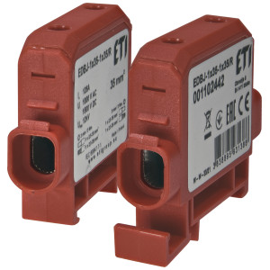 Ввідна силова клема EDBJ-1x35-1x35/R (125A, 1000V AC/1500V DC, IN: 1x35, OUT: 1x35, червона)