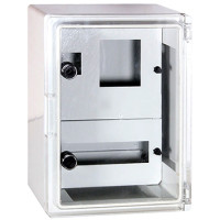 Корпус удароміцний з АБС-пластика e.plbox.300.400.165.1f.15m.tr, 300х400х165мм, IP65 з прозорими дверцятами, панеллю під 1 - фазний лічильник та 15 модулі