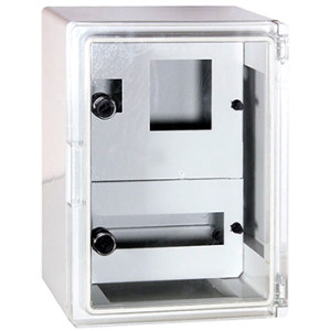 Корпус удароміцний з АБС-пластика e.plbox.300.400.165.1f.15m.tr, 300х400х165мм, IP65 з прозорими дверцятами, панеллю під 1 - фазний лічильник та 15 модулі