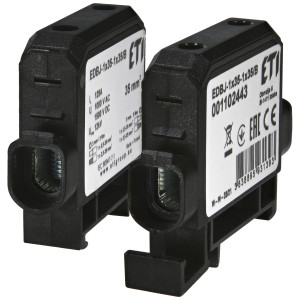 Ввідна силова клема EDBJ-1x35-1x35/B (125A, 1000V AC/1500V DC, IN: 1x35, OUT: 1x35, чорна)