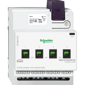 Актор для вимикача REG-K/4X230/16 з ручним управлінням, світло сірий  KNX, Schneider Electric MTN647593