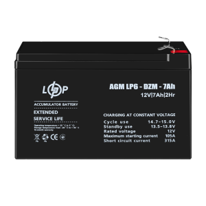 Тяговий свинцево-кислотний AGM акумулятор LP 6-DZM-7 Ah