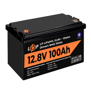 Акумулятор LP LiFePO4 12V (12,8V) - 100 Ah (1280Wh) (Smart BMS 100А) з BT пластик