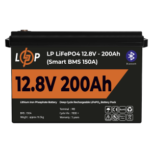 Акумулятор LP LiFePO4 12V (12,8V) - 200 Ah (2560Wh) (Smart BMS 150А) з BT пластик