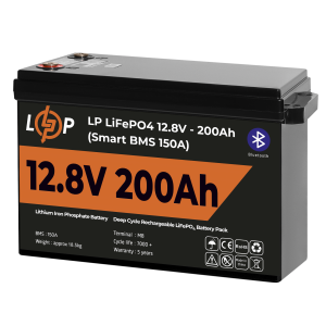 Акумулятор LP LiFePO4 12V (12,8V) - 200 Ah (2560Wh) (Smart BMS 150А) з BT пластик
