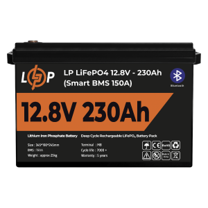 Акумулятор LP LiFePO4 12V (12,8V) - 230 Ah (2944Wh) (Smart BMS 150А) з BT пластик