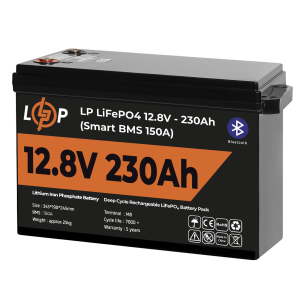 Акумулятор LP LiFePO4 12V (12,8V) - 230 Ah (2944Wh) (Smart BMS 150А) з BT пластик