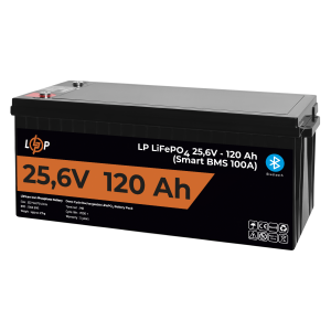Акумулятор LP LiFePO4 25,6V - 120 Ah (3072Wh) (Smart BMS 100А) з BT пластик для ДБЖ