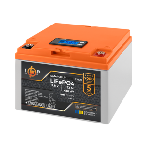 Акумулятор LP LiFePO4 12,8V - 32 Ah (410Wh) (BMS 50А/25A) пластик LCD