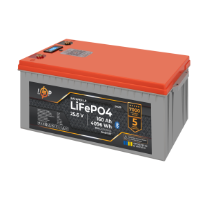 Акумулятор LP LiFePO4 25,6V - 160 Ah (4096Wh) (BMS 200A/100А) пластик LCD Smart BT