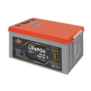 Акумулятор LP LiFePO4 25,6V - 160 Ah (4096Wh) (BMS 200A/100А) пластик LCD Smart BT