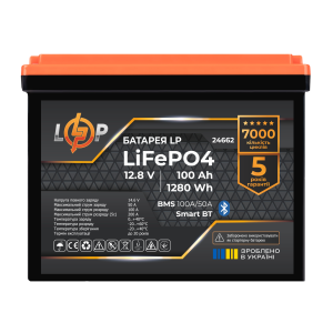 Акумулятор LP LiFePO4 12,8V - 100 Ah (1280Wh) (BMS 100A/50А) пластик Smart BT