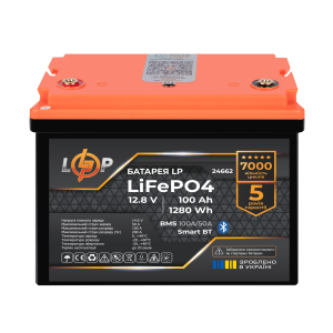 Акумулятор LP LiFePO4 12,8V - 100 Ah (1280Wh) (BMS 100A/50А) пластик Smart BT