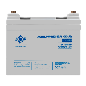 Акумулятор мультигелевий LPM-MG 12V - 33 Ah + праворуч