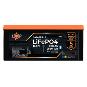 Акумулятор LP LiFePO4 12,8V - 200 Ah (2560Wh) (BMS 200A/100А) пластик Smart BT