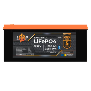 Акумулятор LP LiFePO4 12,8V - 280 Ah (3584Wh) (BMS 200A/100А) пластик Smart BT