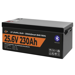 Акумулятор LP LiFePO4 25,6V - 230 Ah (5888Wh) (Smart BMS 150А) з BT пластик