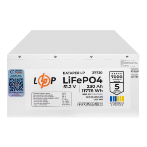 Акумулятор LP LiFePO4 51,2V - 230 Ah (11776Wh) (BMS SP 200A/100A) RM RS485/CAN LCD WH