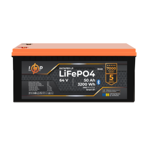 Акумулятор LP LiFePO4 64V - 50 Ah (3840Wh) (BMS 80A/50А) пластик Smart BT