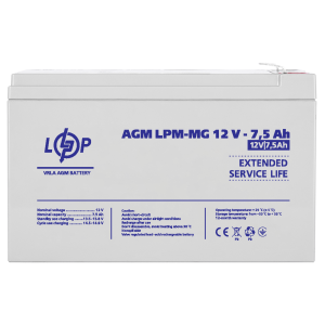 Акумулятор мультигелевий LPM-MG 12V - 7.5 Ah