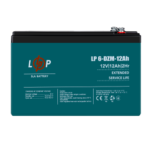 Тяговий свинцево-кислотний AGM акумулятор LP 6-DZM-12 Ah - под Болт М5