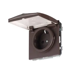 Розетка 1-на з кришкою 2P+Z, ШУКО SIEMENS DELTA Style 16А, 250V, шоколад