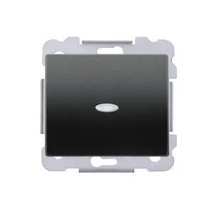 Вимикач 1кл. сходовий SIEMENS DELTA Iris 16АХ, 250V з LED підсвіткою, чорний коссо