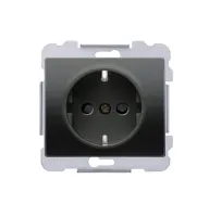 Розетка одинарна 2P+Z, ШУКО SIEMENS DELTA Iris 16А, 250V, чорний коссо